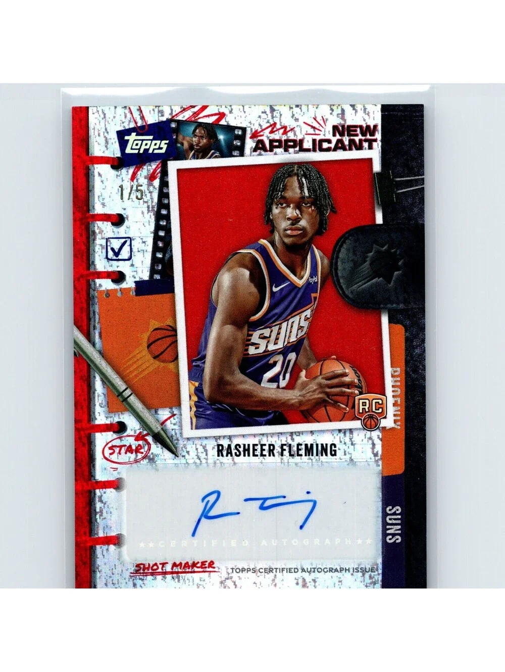 2025-26 Topps Rasheer Fleming #NA-RF New Applicants Auto Red Holo #/5 Suns
